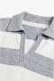 Gray Block Striped Polo Collar Sweater - 3