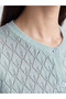 Özmarka New Season Blue Crew Neck Openwork Women's Cardigan - 3