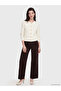 Özmarka New Season Ecru Hair Braid Patterned Women's Knitwear Cardigan - 2