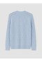 Ozmarka New Season Blue Crew Neck Patterned Women's Sweater - 3
