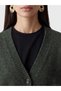 Khaki v-neck women's knit cardigan - 3