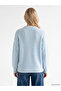 Ozmarka New Season Blue Crew Neck Oversize Women's Knitwear Sweater - 4