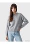 Özmarka New Season Gray Crew Neck Oversize Women's Knitwear Sweater - 2