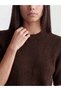 Ozmarka New Season Brown Crew Neck Embroidered Women's Knitwear Sweater - 3
