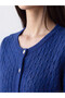 Özmarka New Season Blue Hair Braid Patterned Women's Knitwear Cardigan - 3