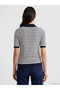 Vizyon New Season Navy Blue Polo Collar Striped Women's Knitwear Sweater - 4