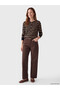 Ozmarka New Season Black Crew Neck Striped Women's Knitwear Cardigan - 2