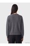 Anthracite Crew Neck Diamond Patterned Women's Knitwear Cardigan - 4