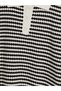 Ozmarka New Season Black Plus Size Polo Collar Striped Women's Knitwear Sweater - 4