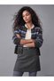 Brown Crew Neck Striped Women's Knitwear Cardigan