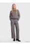 Vizyon New Season Gray Crew Neck Striped Women's Knitwear Cardigan - 2