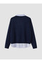 Lcw Everyday Navy Blue Shirt Collar Striped Women's Knitwear Sweater - 6