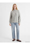 Vizyon New Season Gray Crew Neck Oversize Women's Knitwear Sweater - 2