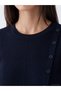 Ozmarka New Season Navy Blue Crew Neck Buttoned Women's Knitwear Sweater - 3