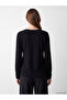 Vizyon New Season Black Crew Neck Patterned Women's T-Shirt - 4