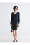 Ozmarka New Season Navy Blue V-Neck Women's Knitwear Cardigan - 2