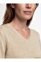 V-Neck Shiny Textured Women's Knitwear Sweater - 3
