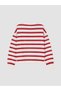Ozmarka New Season White Crew Neck Striped Women's Knitwear Sweater - 7
