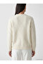 Ozmarka New Season White Crew Neck Diamond Patterned Women's Knitwear Sweater - 4