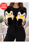 Women's Penguin Figured Plush House Slippers Closed Toe Comfortable Sole Dowry Gift House Slippers Stc1353