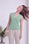 Women's Sleeveless Knitwear Buttoned V-Neck Classic Vest White, Black, Brown, Green - 2
