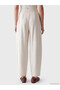 Özmarka New Season Beige Soft Touch Women's Trousers with Elastic Waist - 3