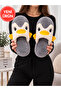 Women's Penguin Figured Plush House Slippers Closed Toe Comfortable Sole Dowry Gift House Slippers Stc1353