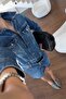 Two-Piece Design Denim Dress - 4