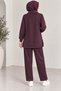Collared Sleeves, Ribbed Waist, Elastic Waist Modal Suit - 6