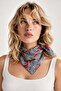 Red Navy Blue Optical Fan Pattern Scarf Bandana 50X50 cm - 2