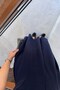 Balon Sleeve Lycra Navy Blue Maxi Dress - 4