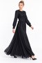 Dobby Tulle Pleated Full-Length Dress with Embroidery Detail - 3