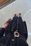 Gold Detailed Belted Maxi Denim Dress - 6