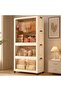 90cm Extra Wide Foldable Plastic Wardrobe Closet with Magnetic Doors & Gold Handles - Tool-Free Stac