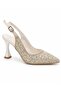 White Pearl and Stone Detailed Pointed Toe Open Back Stone Heeled Evening Dress Shoes - 5