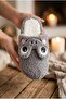 Women's Gray Smiling Frog Design Plush Indoor Slippers - Cute Soft Winter House Slippers - 4