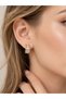 Brass Gold Color Zircon Stone Hoop Model Women's Earrings - 2