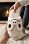 Women's White Smiling Frog Design Plush Indoor Slippers - Cute Soft Winter House Slippers - 4