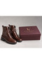 Fv504A Women's Bitter Brown Crocodile Textured Lace-Up Side Zipper Ankle Boots - 8