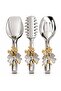 Premium 3-Piece Serving Tongs Set, Gold Silver Detailed Pasta Salad Cake Presentation Tongs Set