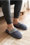 Men's Gray Velvet Plush Detailed Ribbed Comfort House Slippers - 3