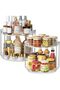 2 Tier Lazy Susan Turntable Organizer Rotating Spice Rack Organization for Cabinet, Kitchen,