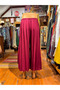 Dark Fuchsia Loose Wide Leg Elastic Waist Pants - 7
