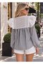 Women's Broderie Collar Striped Long Sleeve 100% Cotton Blouse - 2