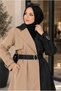 Women's Two-Color Double-Breasted Collar Seasonal Belted Long Hijab Trench Coat Sb0052 - 2
