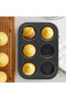 6-Compartment Metal - Black Flat Muffin - Cake Mold (5690) - 3