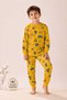 Boy's 100% Cotton Yellow Camping Pattern Pajama Set - 3