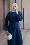 Women's Seasonal Cupra Pique Fabric Hijab Scarf Shalwar Set 3857 Navy Blue - Premium Series - 5