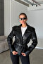 Zr Model Black Belted Premium Women's Leather Jacket with Elastic Back - 4