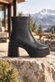 Fv506S Women's Black Platform Sole Thick Heeled Zippered Boots - 3